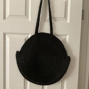 Black straw bag